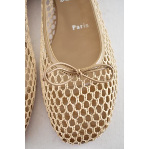 Christian Louboutin Sweetie Jane Mesh Flat Lionne Beige Nude Ballet Ballerina 39 - Picture 10 of 16